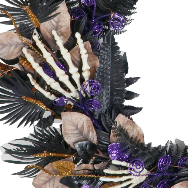 Artificial 26-inch Gothic Halloween White Hand Bone Realistic Feather Garland Party Decoration