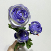 3-Head Single Stem Artificial Ranunculus, Blue-White Bi-Color Ombré