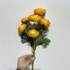 Artificial Two-Tone Orange Ranunculus, Multi-Bloom Bush with Green Foliage