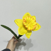 Single Stem Artificial Daffodil, Bright Yellow with Orange Ruffled Center