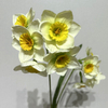 Artificial Long Stem Cream White Daffodil, Multi-Bloom with Bright Yellow Ruffled Center