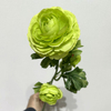 3-Head Single Stem Artificial Ranunculus, Bright Lime Green.