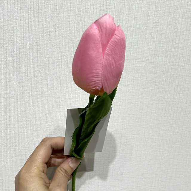 Artificial Two-Tone Pink & Peach Tulip Stem, Long Stem with Foliage