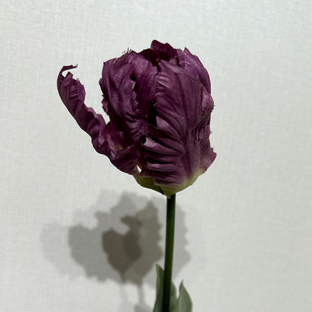 Artificial Frilly Dark Purple Parrot Tulip Stem