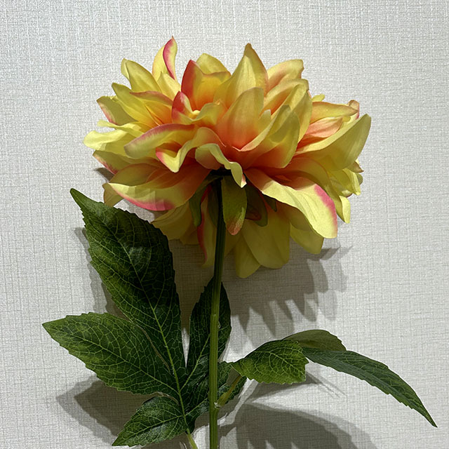 Artificial Yellow-Pink Gradient Dahlia Stem