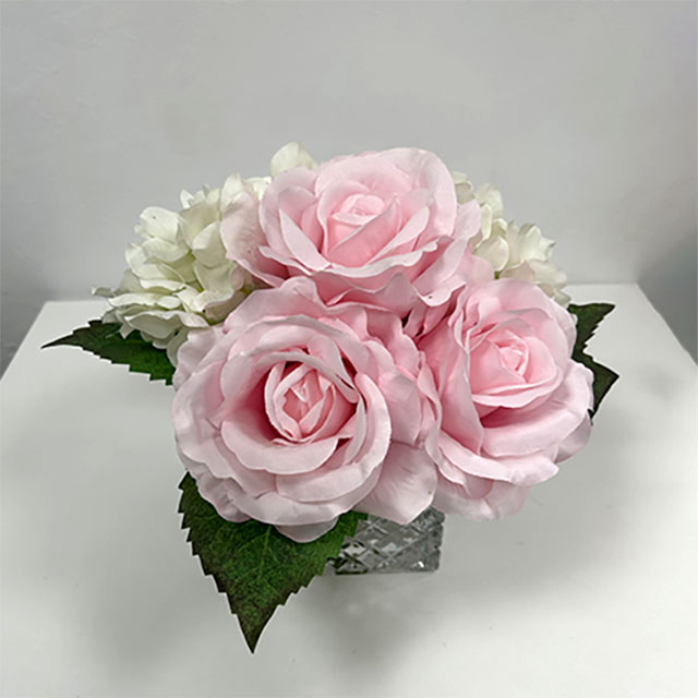 Artificial Blush Pink Rose & White Hydrangea Mixed Bouquet