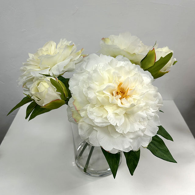 Artificial Pure White Peony Stem Bundle