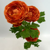 3-Head Single Stem Artificial Ranunculus, Burnt Orange