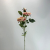 3-Head Single Stem Artificial Garden Rose, Blush Pink & Cream Bicolor