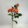 3-Head Single Stem Artificial Garden Rose, Peach Pink Gradient