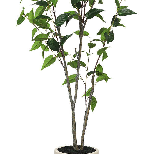 Lifelike Artificial Green Tree in Black Plastic Pot
