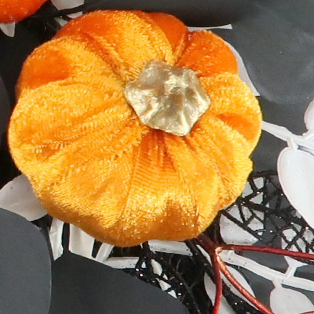 Gorgeous Halloween Pumpkin Wreath: Velvet, Floral, Orange, Black, And White