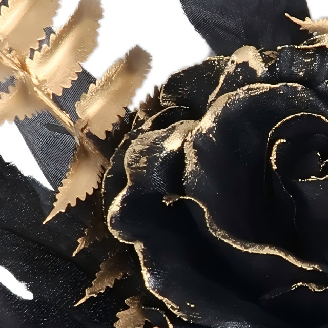 Rose Black Gold Rose Flower with Gold Edge Halloween Retro Hat Corsage Brooch