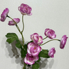 Artificial Long Stem Two-Tone Pink Ranunculus, Multi-Bloom with Green Foliage