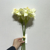 Artificial Cream White Daffodil Bouquet, Soft White with Yellow-Green Ruffled Center