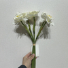 Artificial Pure White Daffodil Bouquet, White Petal with Pale Yellow Ruffled Center