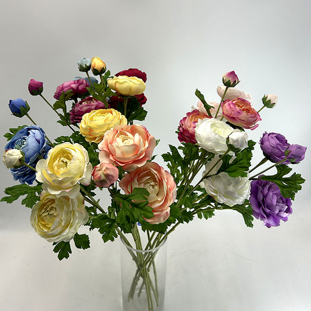 Mixed Artificial Ranunculus Bundle, Assorted Colors with Buds