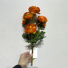 Artificial Two-Tone Orange & Yellow Ranunculus, Multi-Bloom Bush with Green Foliage