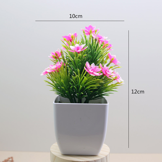 Potted bloom (Multi-Color Mini Artificial Flower Potted Plant, 12cm Height)