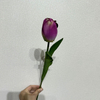 .Artificial Two-Tone Purple & White Tulip Stem, Long Stem with Foliage.