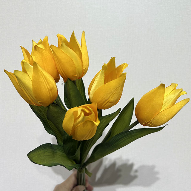 Artificial Bright Yellow Tulip Bouquet