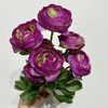 Artificial Two-Tone Purple & Green Ranunculus, Multi-Bloom Bush with Green Foliage