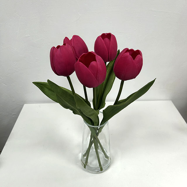 Artificial Deep Magenta Tulip Stem Bundle