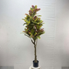 Artificial Croton Tree (Faux Codiaeum variegatum Tree with Iconic Variegated Tropical Leaves)