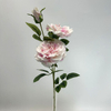 3-Head Single Stem Artificial Garden Rose, Cream White with Blush Pink Gradient