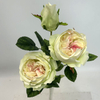3-Head Single Stem Artificial Garden Rose, Mint Green with Blush Pink Center