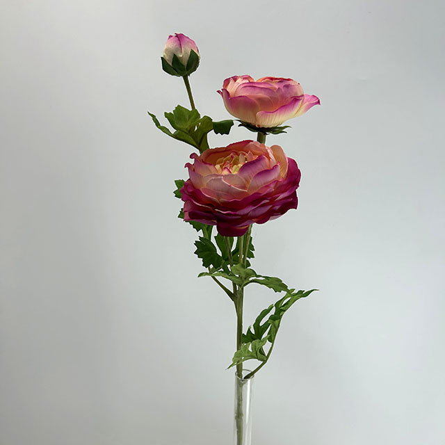 Single Stem Artificial Ranunculus, Gradient Pink-Orange