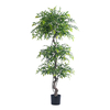 Indoor Artificial Ficus Tree, Fake Silk Plant with Leaves, Sturdy Flower Pot