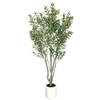 Artificial Olive Tree 98.4inch Fake Olive Silk Tree Large Faux Plants Indoor Tall Faux Olive Tree with White Planter