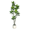 Artificial Fiddle Leaf Fig Tree, 72inch Tall Fake Fiddle Leaves Silk Plant with White Pot, Decorative Faux Ficus Lyrata Tree