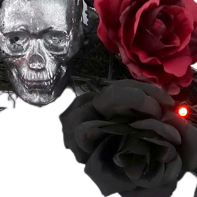 Artificial 26-inch Halloween Wreath Decor Gothic Black And Red Rose Garland Home Decor