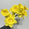 Artificial Bright Yellow Daffodil Bouquet, Full Yellow with Ruffled Center