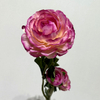 3-Head Single Stem Artificial Ranunculus, Pink-Peach Bi-Color Ombré