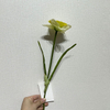 Single Stem Artificial Daffodil, Cream White with Yellow-Green Ruffled Center