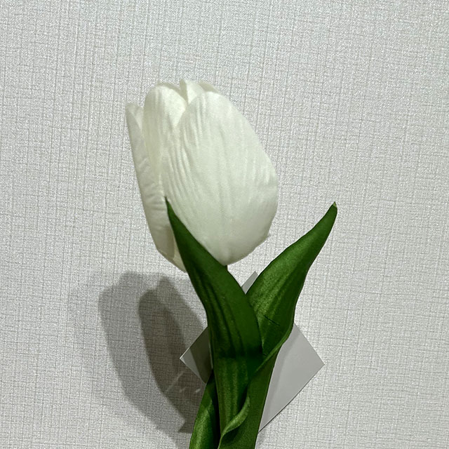 Artificial White Tulip Stem, Long Stem with Foliage