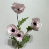 Artificial Light Pink Poppy Stem, 5-Bloom with Foliage