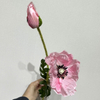 Artificial Pink Poppy Stem, Long Stem with Foliage