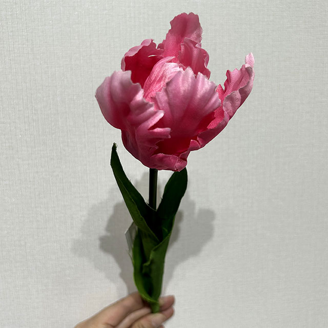 Artificial Frilly Hot Pink Parrot Tulip Stem