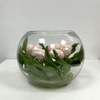 Artificial Blush Pink Tulip Arrangement in Round Glass Vase