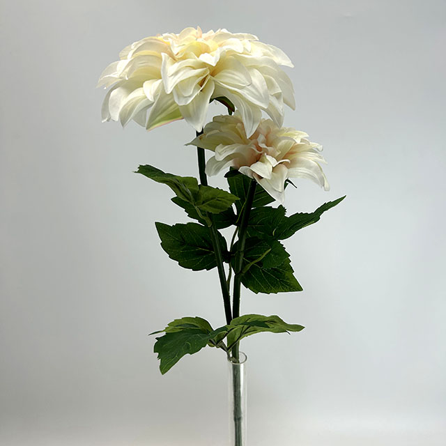 Artificial Pure Cream White Gradient Dahlia Flower