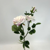 3-Head Single Stem Artificial Garden Rose, Cream White with Blush Pink Edge