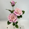 3-Head Single Stem Artificial Garden Rose, Soft Blush Pink