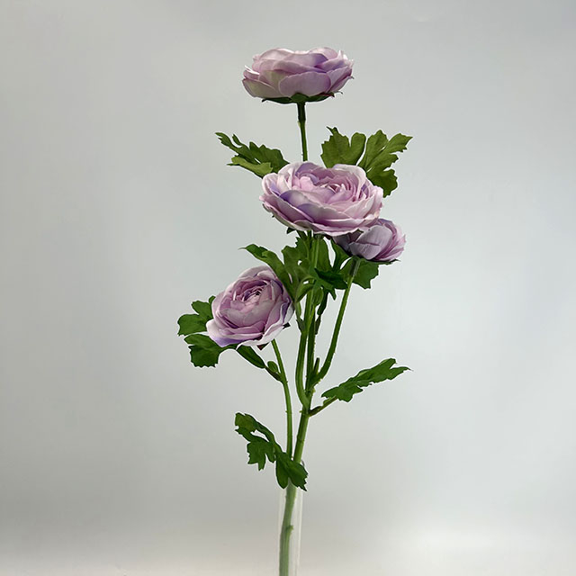4-Head Single Stem Artificial Ranunculus, Dusty Lavender
