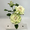 3-Head Single Stem Artificial Garden Rose, Mint Green & Cream White