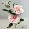 3-Head Single Stem Artificial Garden Rose, Cream White with Blush Pink Gradient