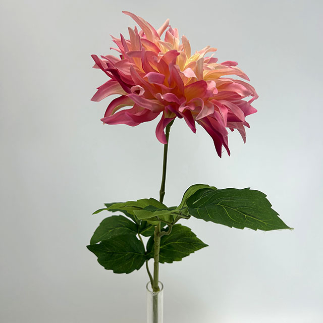 Artificial Vibrant Pink-Orange Gradient Dahlia Flower